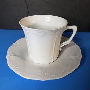 Tirschenreuth Baronesse White Elegant Teacup Saucer Demitasse Made in Germany